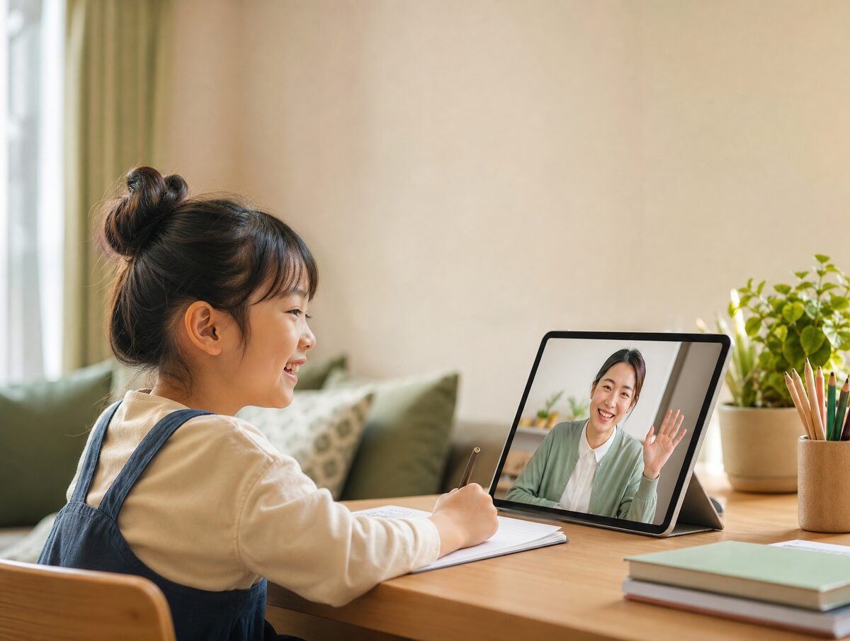 自宅でオンライン授業を受けている様子