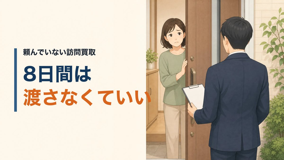 玄関先で頼んでいない訪問買取に向き合っている住人