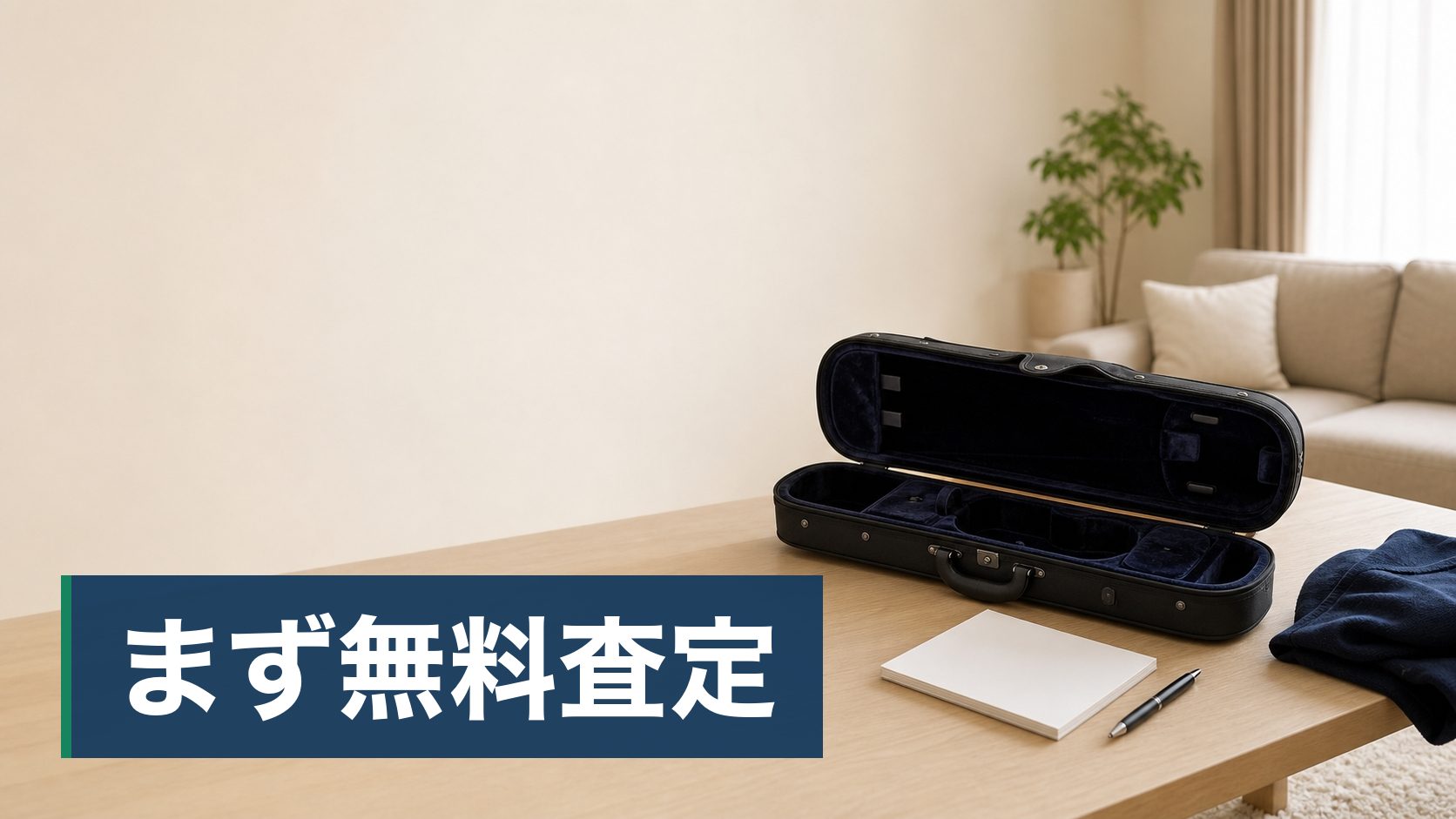 古いオーディオ機器を処分したいが、出張買取にお金がかかるのか分からず迷っている人がテーブルに置かれたメモと電話様子