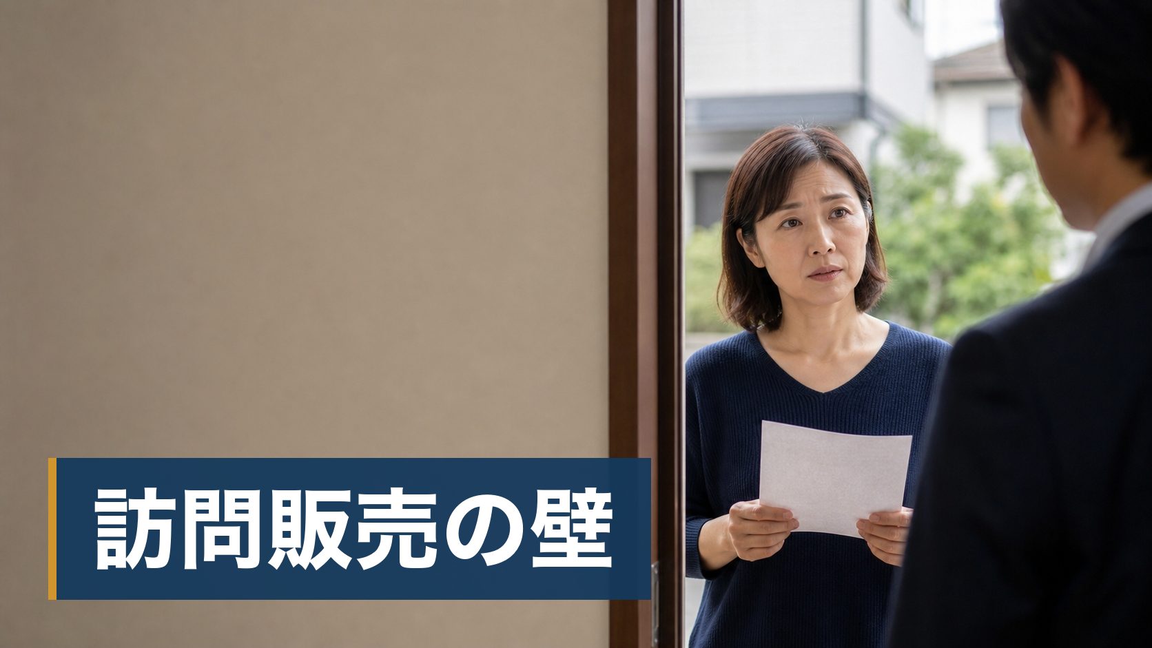 神奈川の戸建てに住んでいて、電気代の高さにうんざりしている人が訪問販売の営業に困っている様子